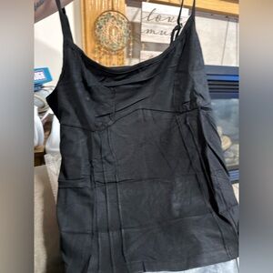 LYANER Black Spaghetti Strap Cami Tank Top